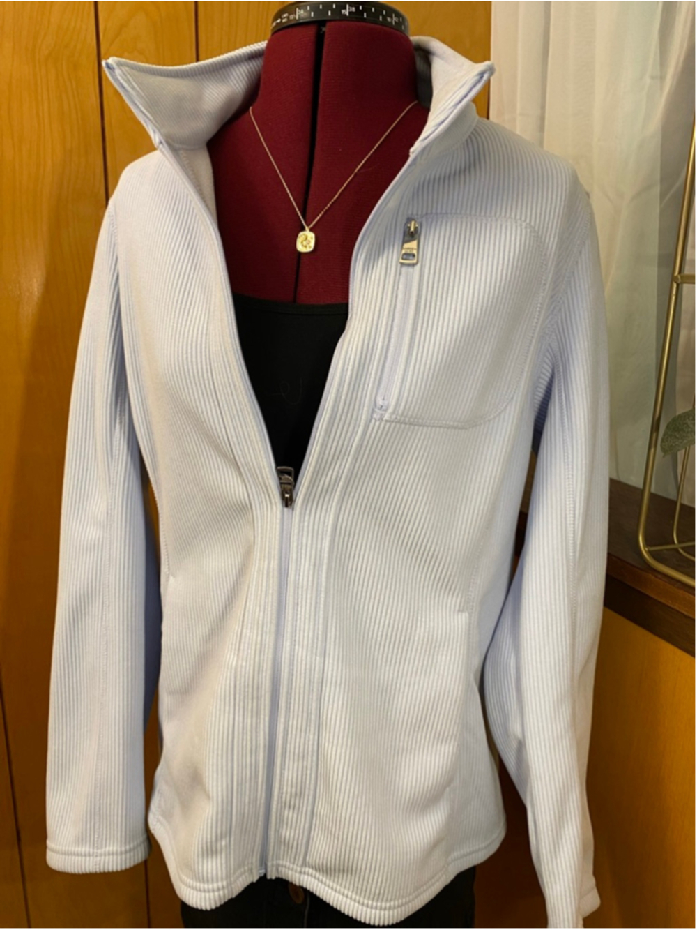 Women's ANDREW MARC Light Blue Ribbed Full-Zip Jacket S